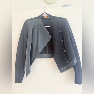 100% calf skin leather asymmetrical leather jacket